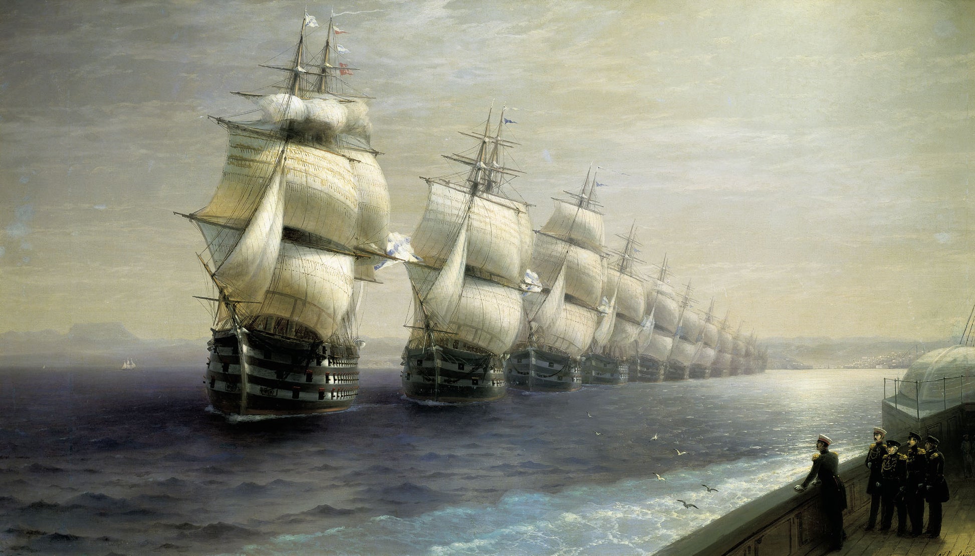 The Black Sea Fleet in 1849, vintage artwork by Ivan Constantinovich Aivazovsky, A3 (16x12") Poster Print