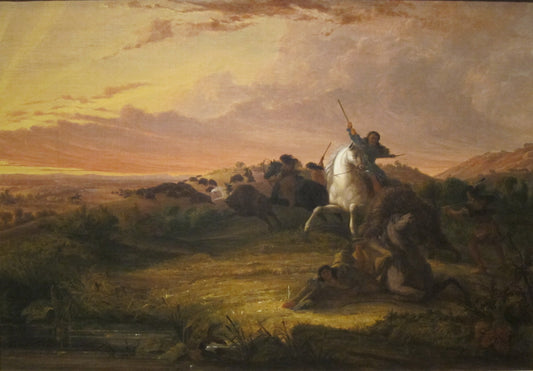Buffalo Hunt, vintage artwork by Seth Eastman, A3 (16x12") Poster Print