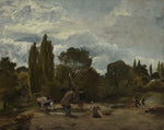 Flailing Turnip-Heads, East Bergholt, vintage artwork by John Constable, 12x8" (A4) Poster