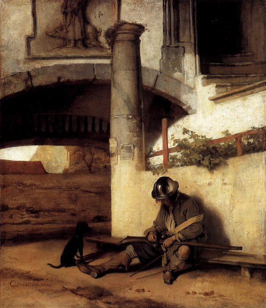 The Sentry, vintage artwork by Carel Fabritius, 12x8" (A4) Poster