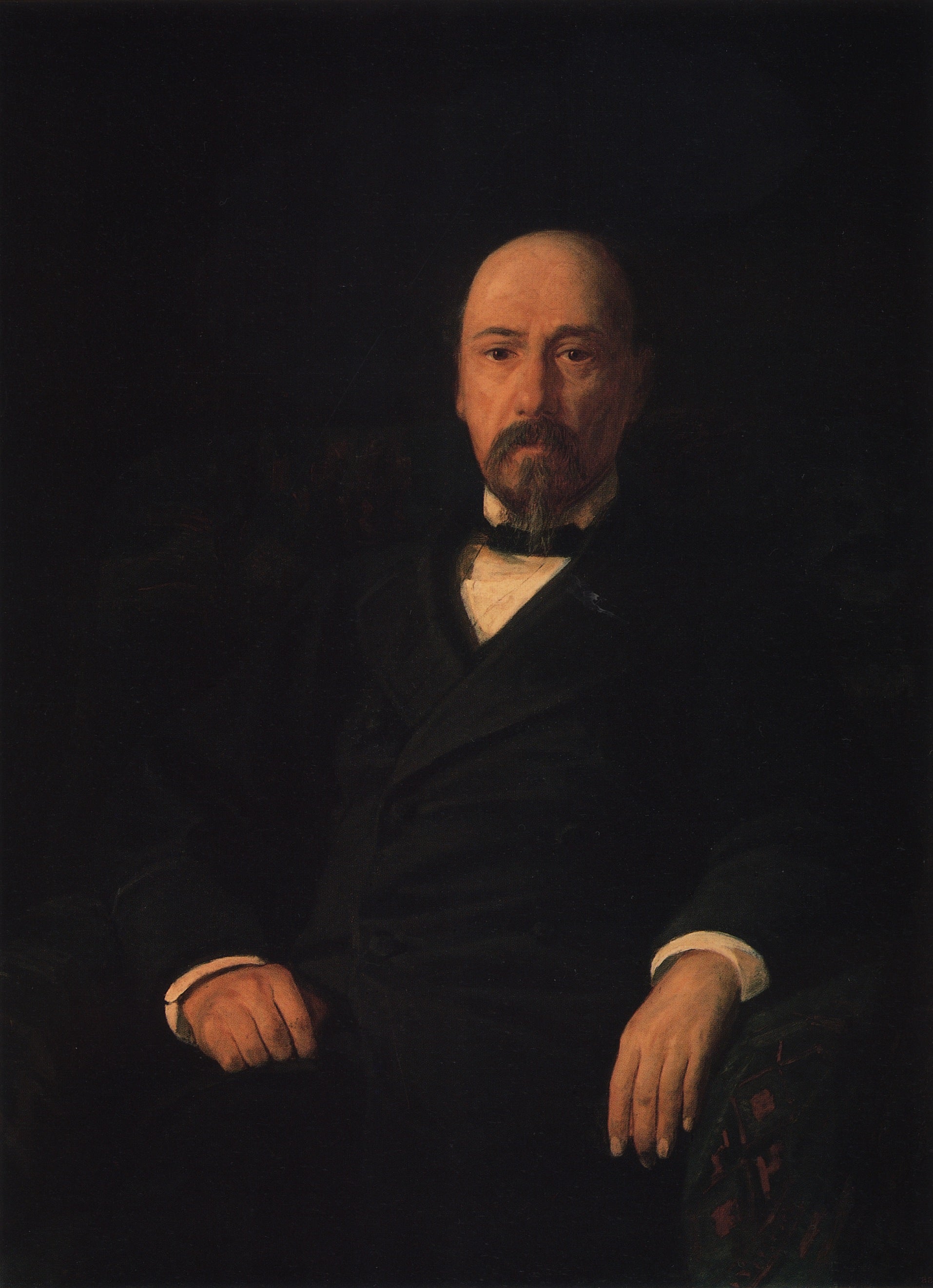 Portrait of Poet Nikolai Nekrasov, vintage artwork by Nikolai Nikolaevich Ge, 12x8" (A4) Poster