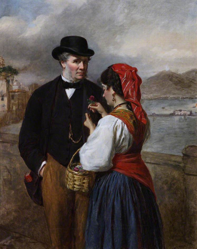 In Naples, Portrait of the Artist, vintage artwork by William Powell Frith, A3 (16x12") Poster Print
