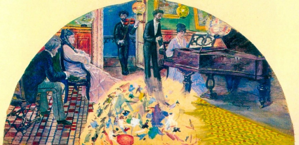 na de Villard's salon, design for a fan by Pierre Franc Lamy,A3(16x12")Poster