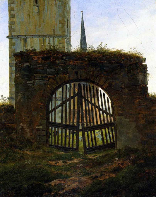 The Cemetery Gate, vintage artwork by Caspar David Friedrich, 12x8" (A4) Poster