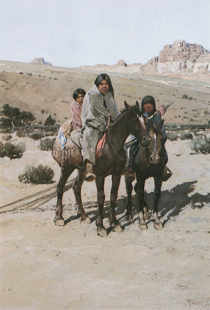 Indians on the Move, vintage artwork by Henry F. Farny, 12x8" (A4) Poster
