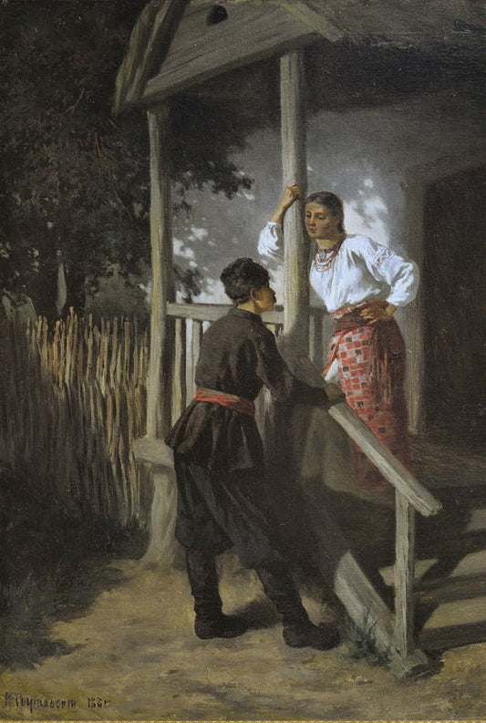 A Date, vintage artwork by Konstantin Trutovsky, 12x8" (A4) Poster