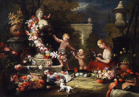 Floral Offering to Venus, vintage artwork by Abraham Brueghel, 12x8" (A4) Poster