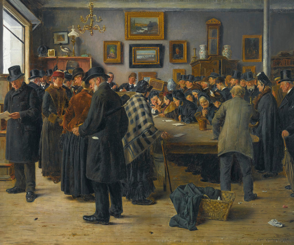 In the Auction House by Carl (Christian Edvard Otto) Carlsen,A3(16x12")Poster