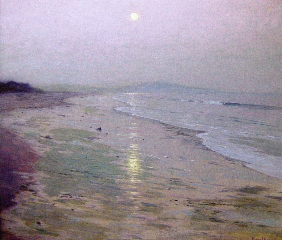Moonrise Over the Beach, vintage artwork by Lowell Birge Harrison, 12x8" (A4) Poster
