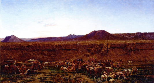Caravan in the Persian Desert, vintage artwork by Alberto Pasini, 12x8" (A4) Poster