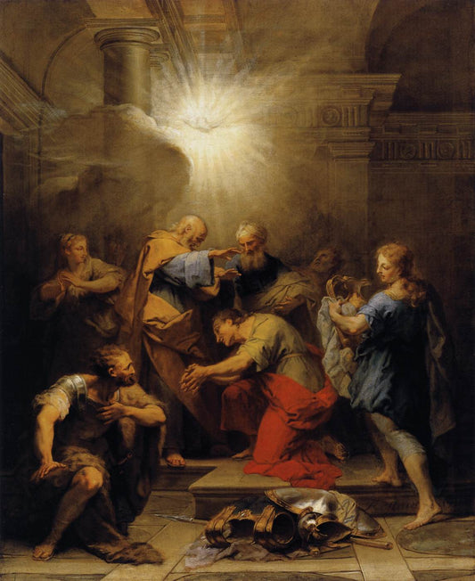 Ananias Restoring the Sight of St Paul, vintage artwork by Jean Restout, 12x8" (A4) Poster