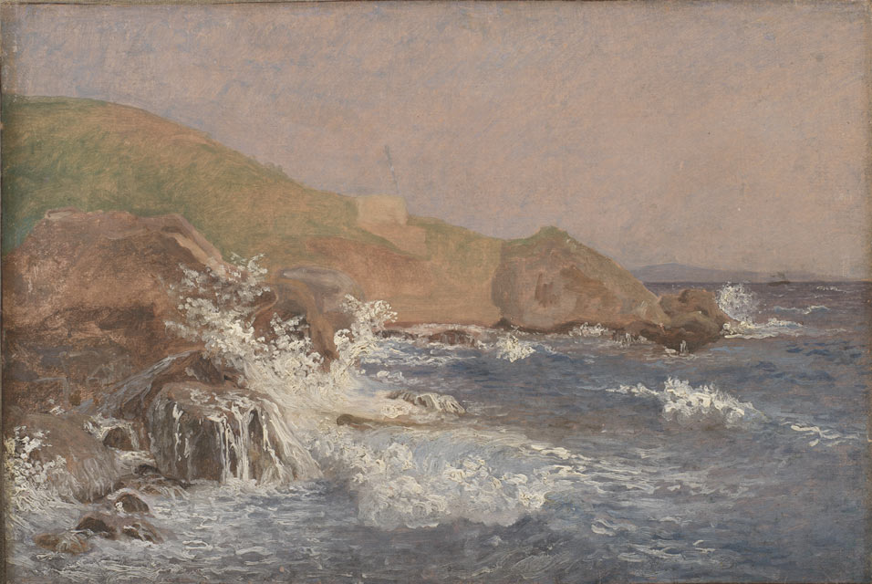 Rough Sea on a Rocky Coast, vintage artwork by Christen Købke, A3 (16x12") Poster Print