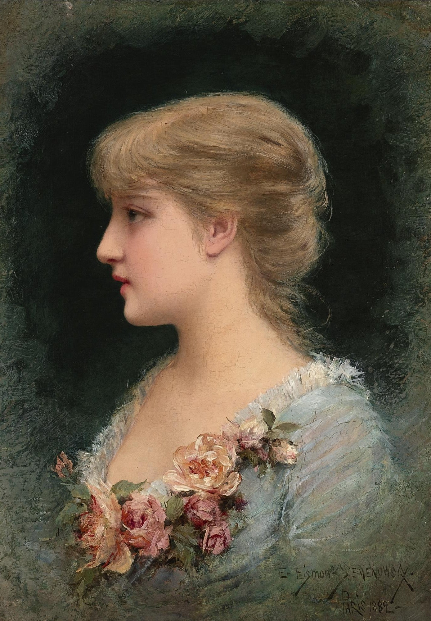 Portrait of a Fair Beauty, vintage artwork by Emile Eisman-Semenowsky, 12x8" (A4) Poster