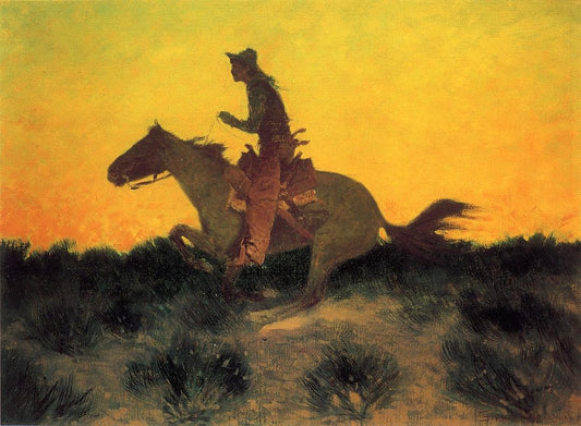 Against the Sunset, vintage artwork by Frederic Remington, 12x8" (A4) Poster