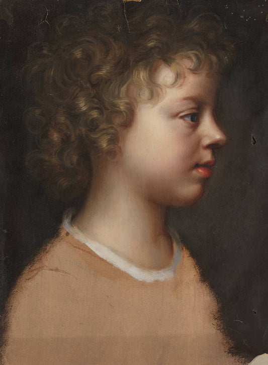 Sketch of the Artist's Son, Bartholomew Beale, in Profile, vintage artwork by Mary Beale, 12x8" (A4) Poster