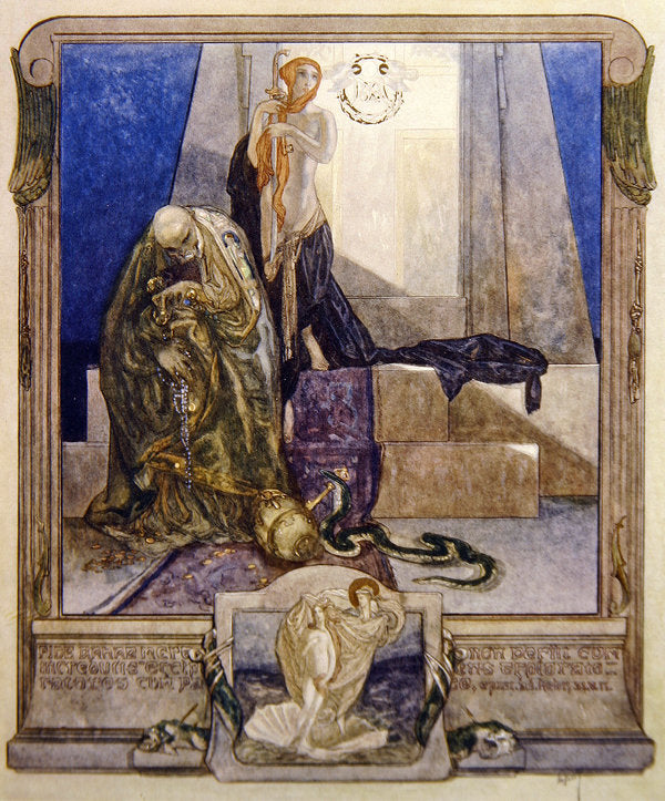 Illustration from Dante's 'Divine Comedy', Paradise, Canto IX, vintage artwork by Franz Bayros, 12x8" (A4) Poster