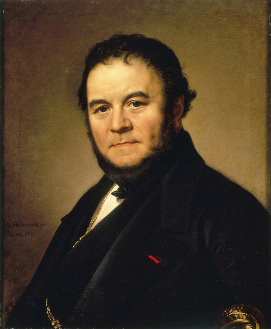 Portrait of Stendhal, vintage artwork by Olof Johan Sodermark, 12x8" (A4) Poster
