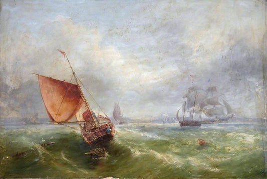 Shipping off Maryport, vintage artwork by John Wilson Carmichael, A3 (16x12") Poster Print