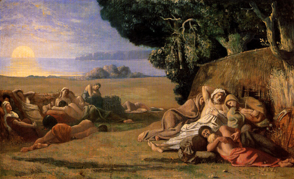 Le sommeil (Sleeping), vintage artwork by Pierre Puvis de Chavannes, 12x8" (A4) Poster