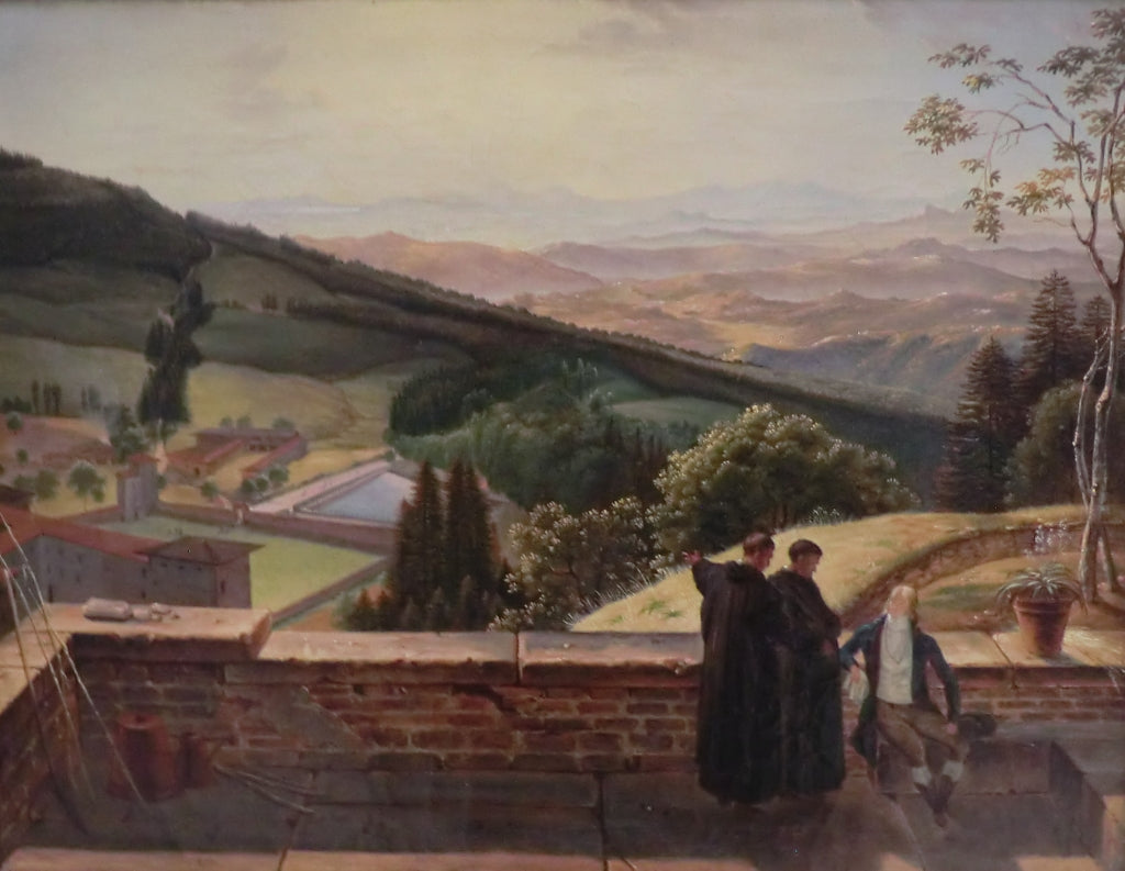 The Convent of Vallombrosa and the Valley of the Arno, vintage artwork by Louis Gauffier, 12x8" (A4) Poster