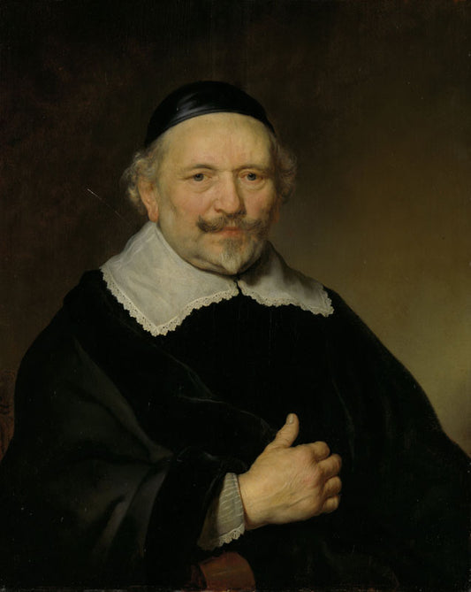 Portrait of Johann Wittenbogaert, Tax Collector, vintage artwork by Govaert Flinck, 12x8" (A4) Poster