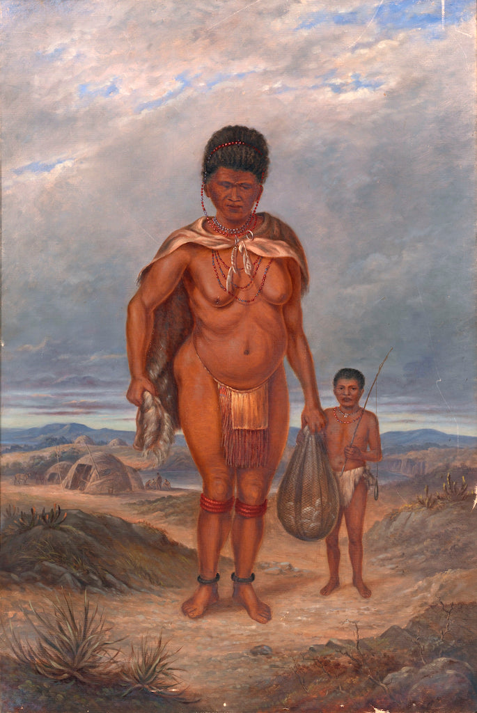 Hottentot Woman and Children, vintage artwork by Antonio Zeno Shindler, 12x8" (A4) Poster