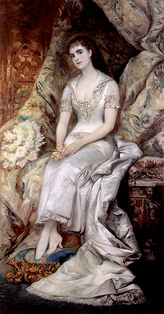 Portrait of a Lady (possibly Baroness Teschenberg), vintage artwork by Hans Makart, 12x8" (A4) Poster