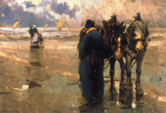 Caballos en la playa by Enrique Martinez Cubells,16x12(A3) Poster