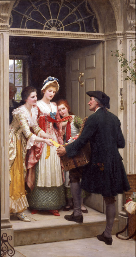 Ribbons and Laces for Very Pretty Faces, vintage artwork by Edmund Blair Leighton, 12x8" (A4) Poster