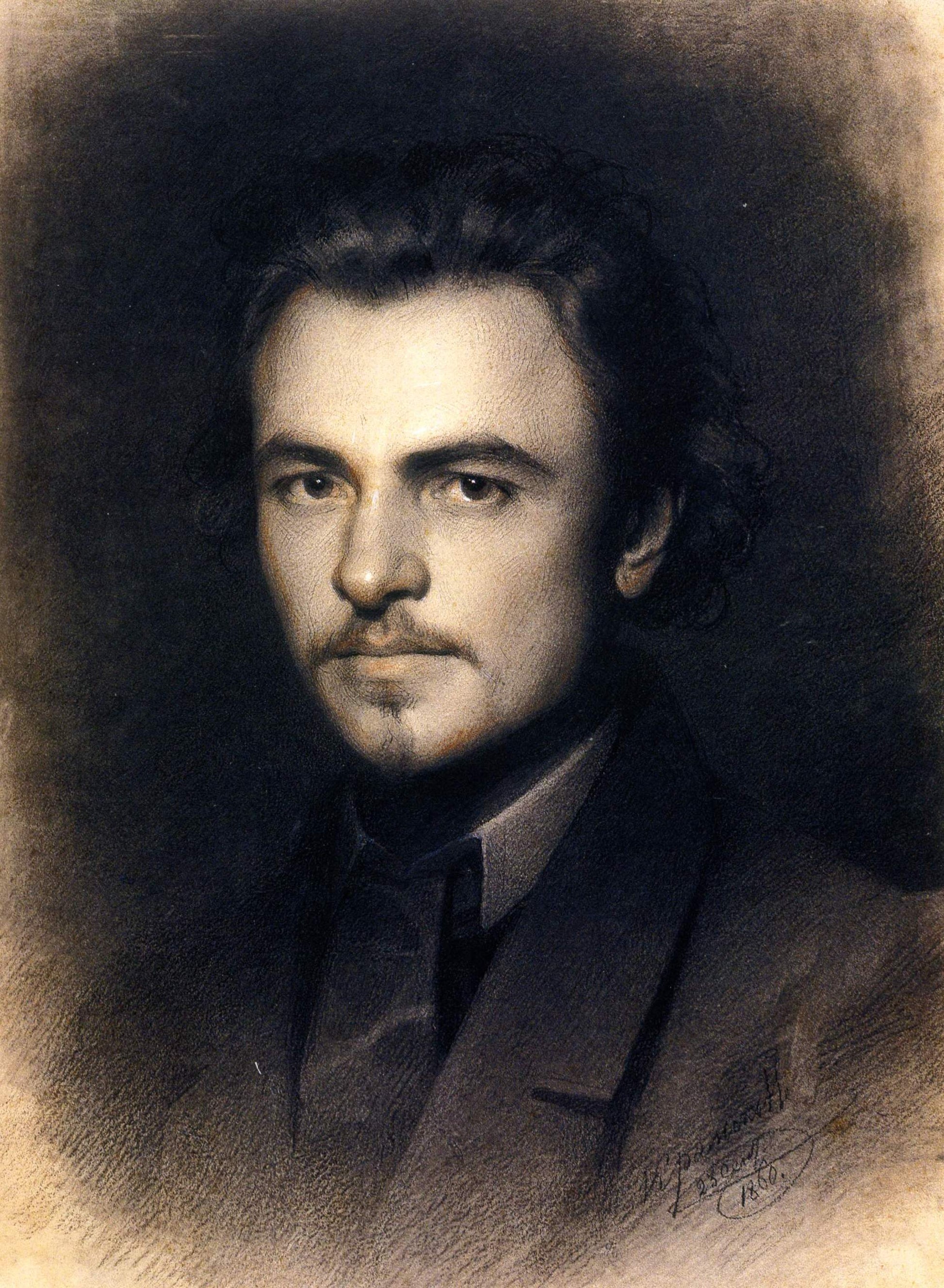 Portrait of Painter M.M. Panov, vintage artwork by Ivan Kramskoi, 12x8" (A4) Poster