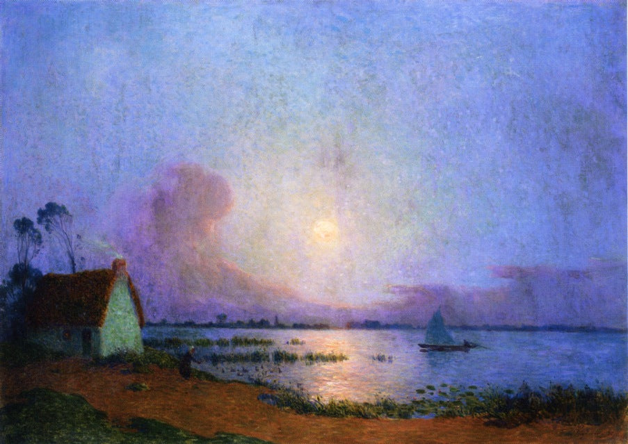 A Blue Evening over the Grande Briere Marsh, vintage artwork by Ferdinand du Puigaudeau, 12x8" (A4) Poster