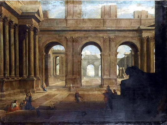 View of an Imaginary Palace, vintage artwork by Jean Lemaire, 12x8" (A4) Poster