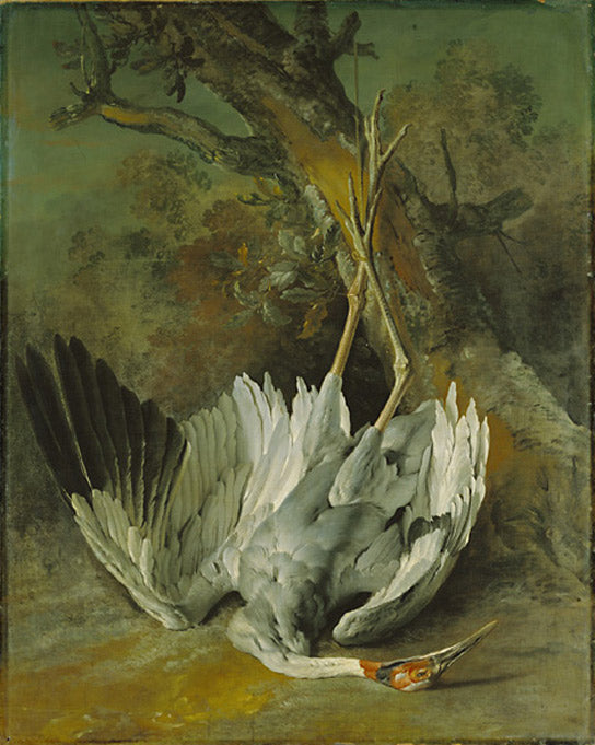 Dead Crane, vintage artwork by Jean-Baptiste Oudry, 12x8" (A4) Poster