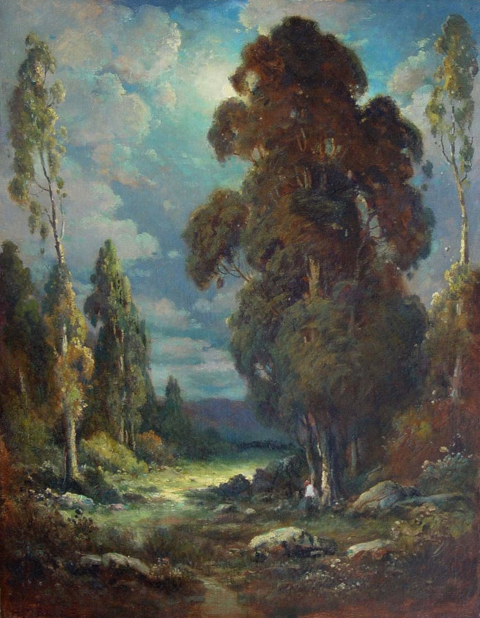 Moonlight Night, Ojai Valley, California, vintage artwork by Alexis Matthew Podchernikoff, 12x8" (A4) Poster