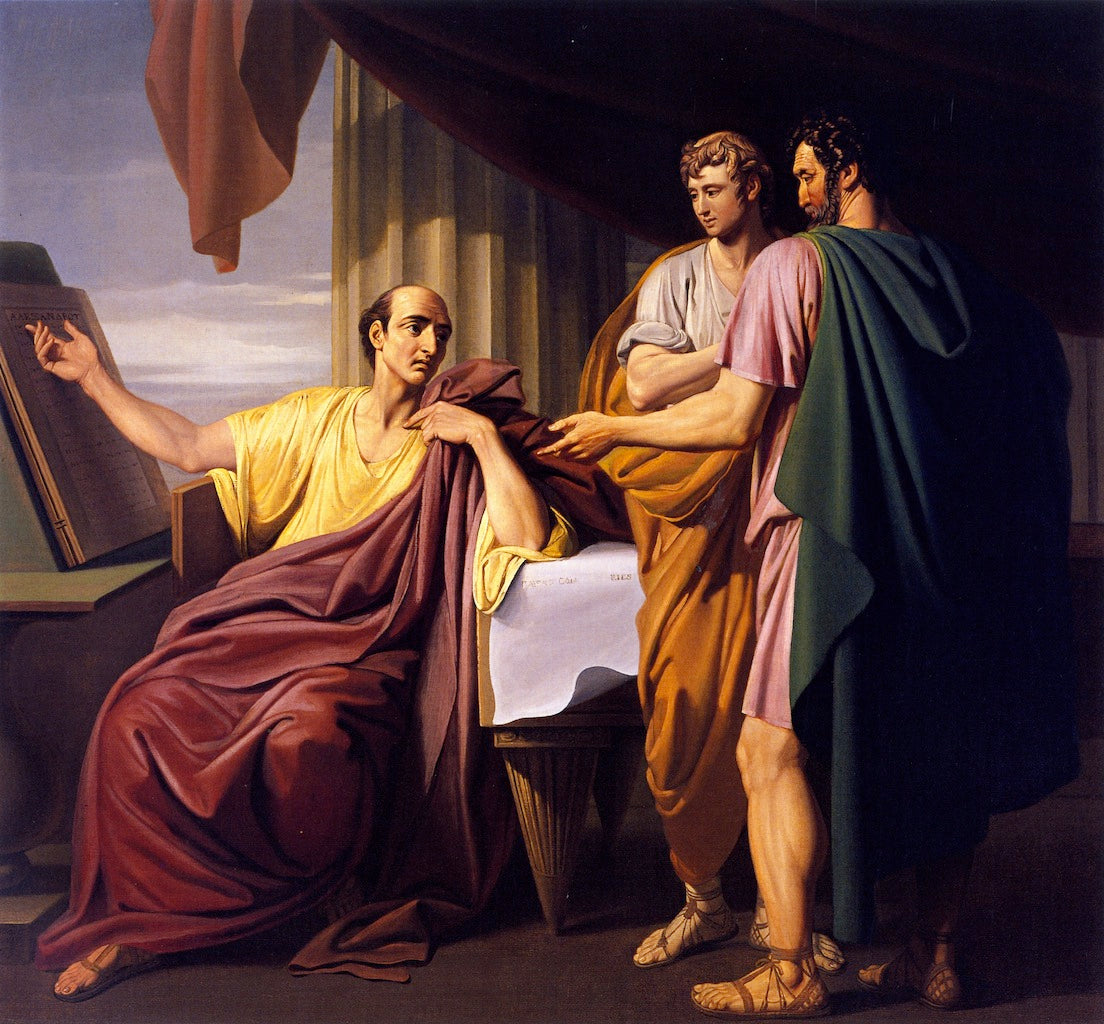 Caesar Reading the History of Alexander's Exploits, vintage artwork by Benjamin West, 12x8" (A4) Poster