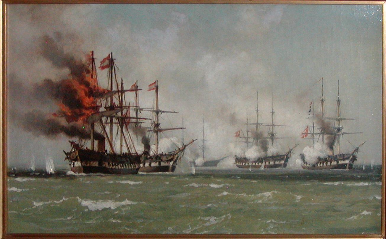 The Climax of the Battle of Heligoland, vintage artwork by Carl Neuman, 12x8" (A4) Poster