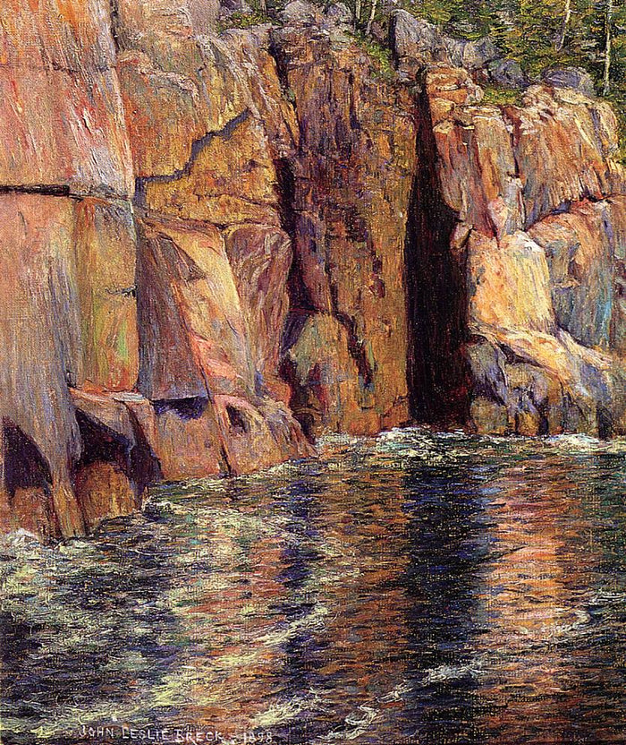 The Cliffs at Ironbound Island, Maine by John Leslie Breck,A3(16x12