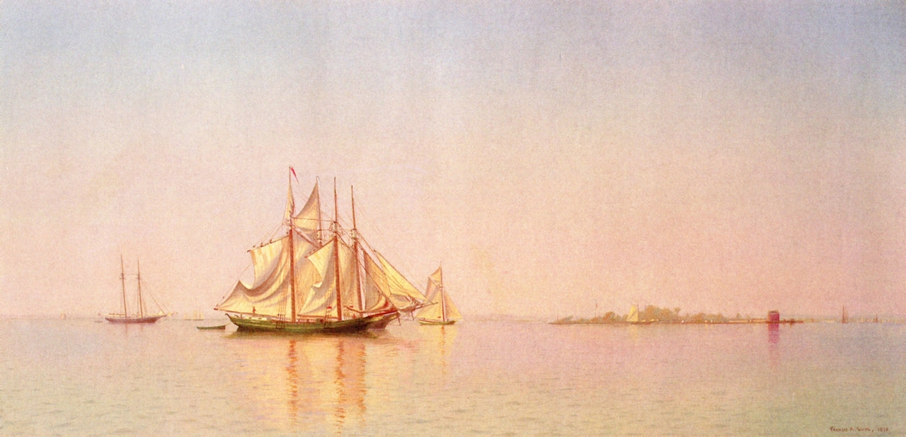 Off City Island, New York, vintage artwork by Francis A. Silva, 12x8" (A4) Poster