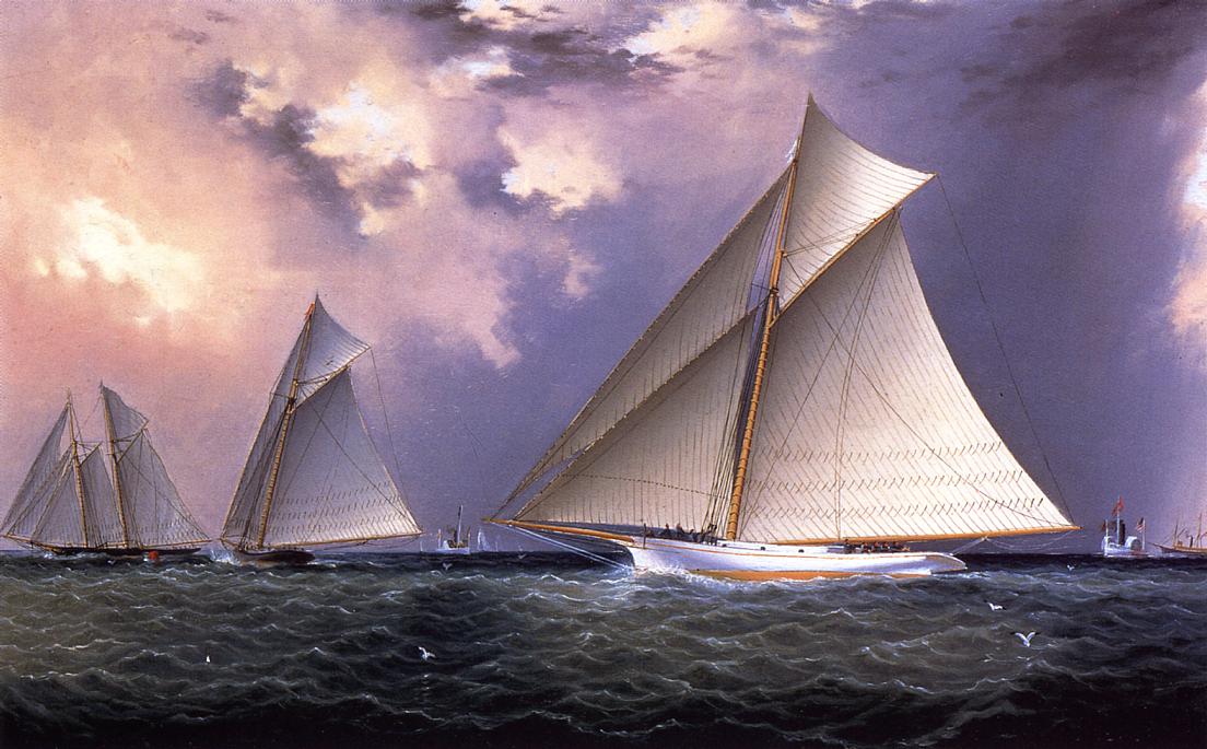 Mischief' and 'Gracie' America's Cup Trial Race, 1881, vintage artwork by James E. Buttersworth, A3 (16x12") Poster Print