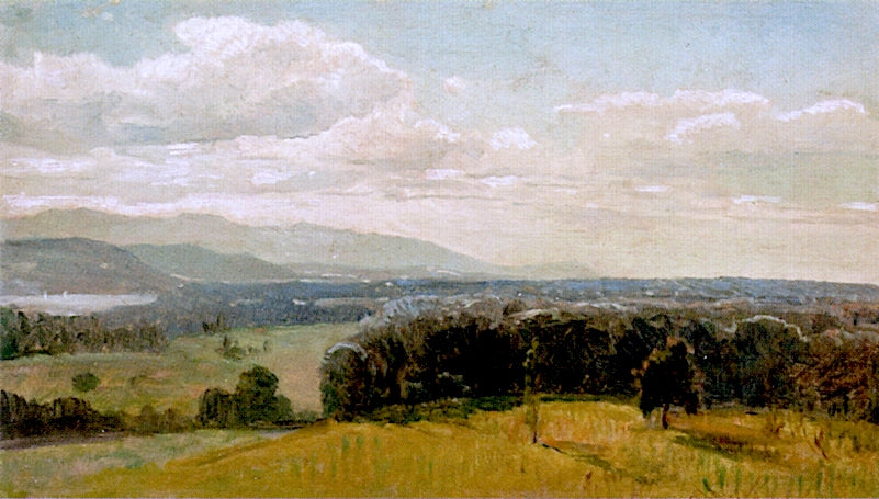 Hudson River near Hyde Park, vintage artwork by William Stanley Haseltine, 12x8" (A4) Poster