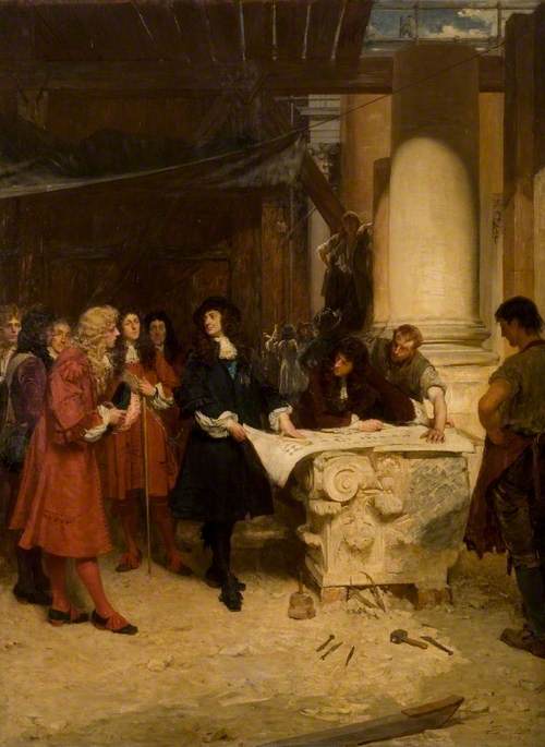 St Paul's, the King's Visit to Wren, vintage artwork by John Seymour Lucas, 12x8" (A4) Poster