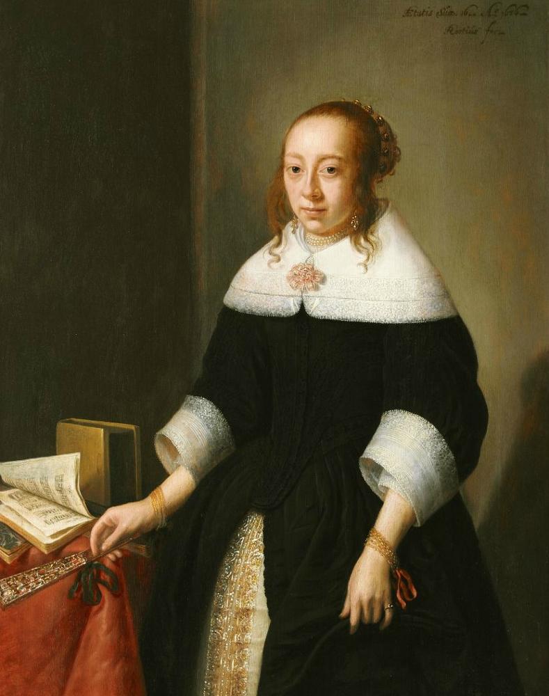 Portrait of Lysabeth Veen, vintage artwork by Jan Albertsz. Rotius, 12x8" (A4) Poster