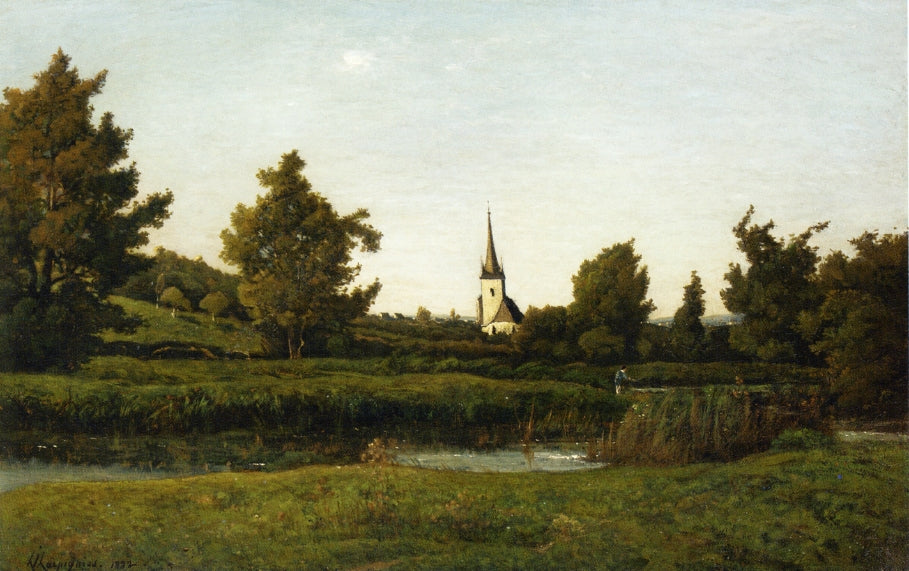 View of a Village, vintage artwork by Henri-Joseph Harpignies, A3 (16x12") Poster Print
