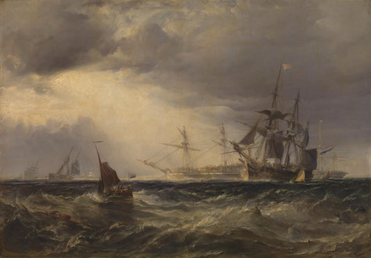 Dutch East Indiamen Weighing Their Anchors, vintage artwork by George Paul Chambers, Sr., A3 (16x12") Poster Print