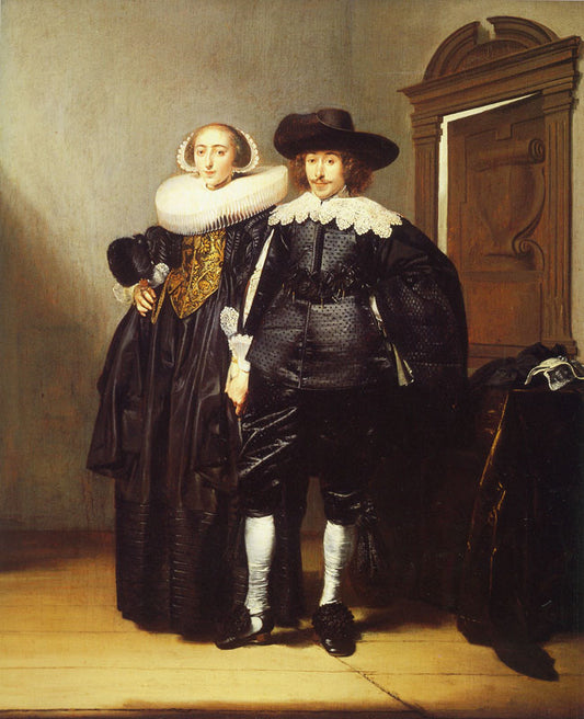Double Portrait of a Married Couple, vintage artwork by Pieter Codde, 12x8" (A4) Poster