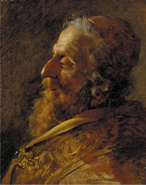 Study for the Head of a Rabbi, vintage artwork by Hugues Taraval, 12x8" (A4) Poster