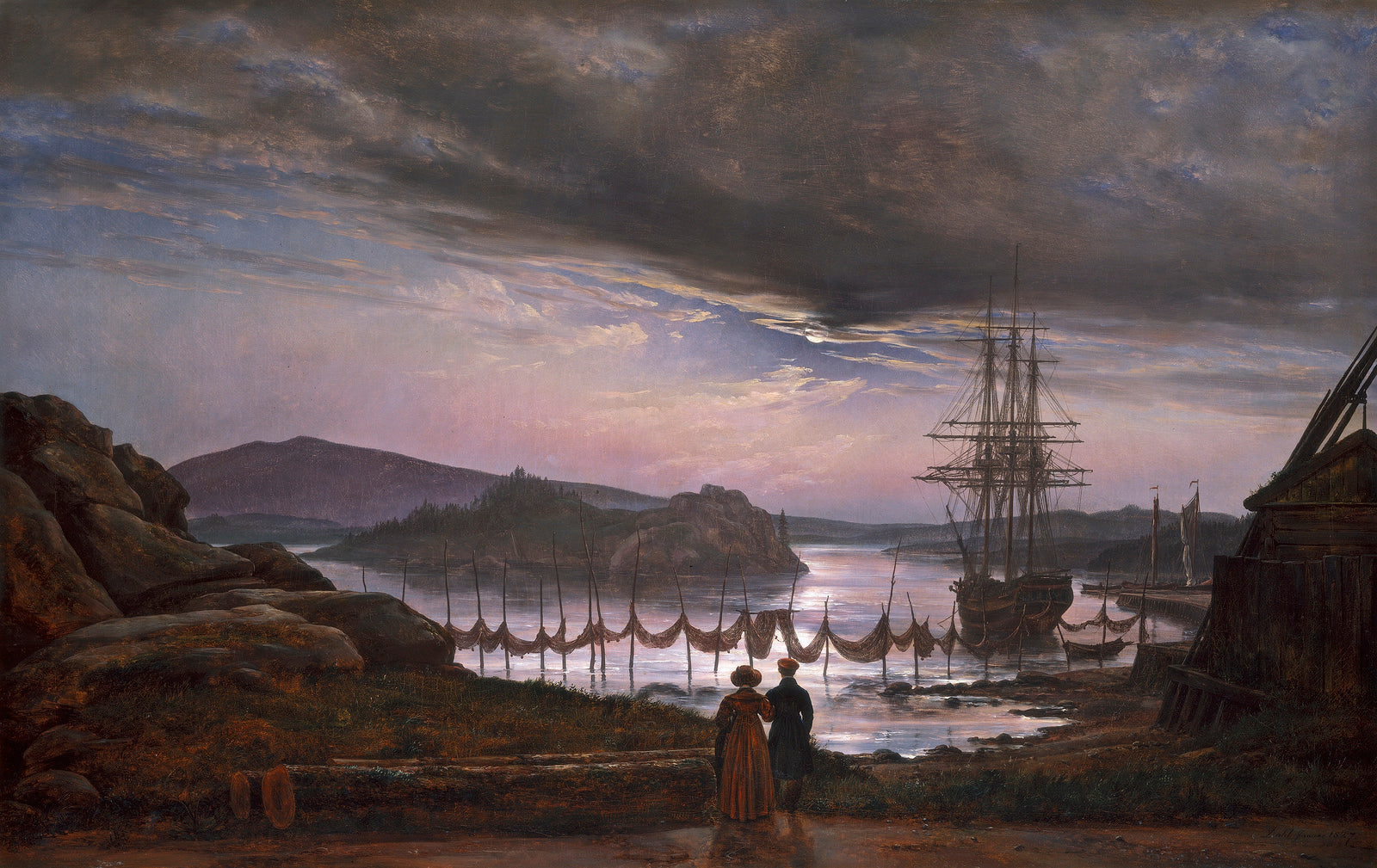 View from Vaekero near Christiania, vintage artwork by Johan Christian Claussen Dahl, A3 (16x12") Poster Print