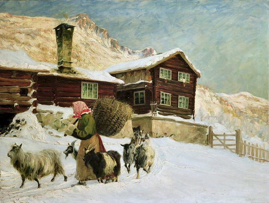 Winter Landscape in Vaga, vintage artwork by Gustav Wentzel, 12x8" (A4) Poster