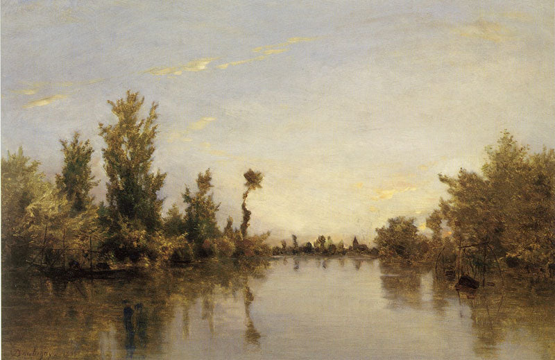 Banks of the Seine, vintage artwork by Charles-François Daubigny, A3 (16x12") Poster Print