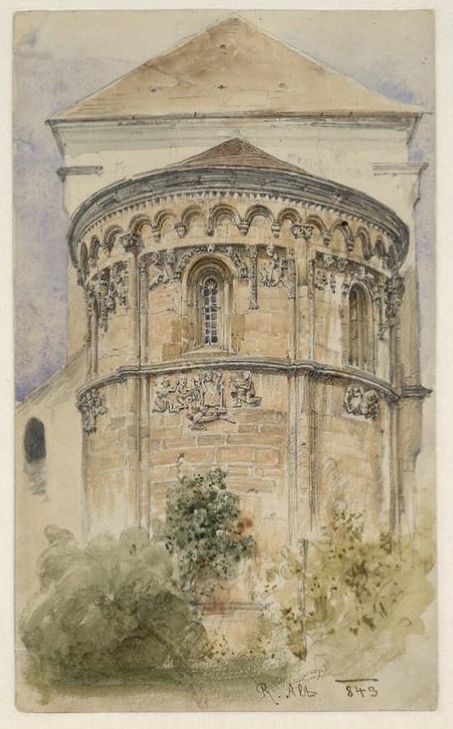 Chancel of the Church in Schöngrabern, vintage artwork by Rudolf von Alt, A3 (16x12") Poster Print